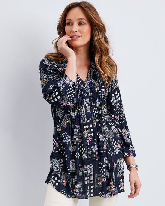 Romantic Printed Crinkle Tunic