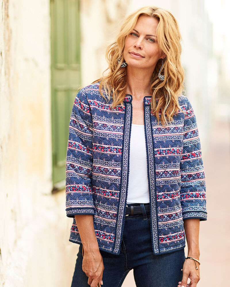Floral Print Quilted Jacket at Cotton Traders