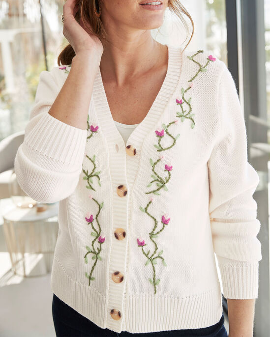 Embroidered Button Cardigan