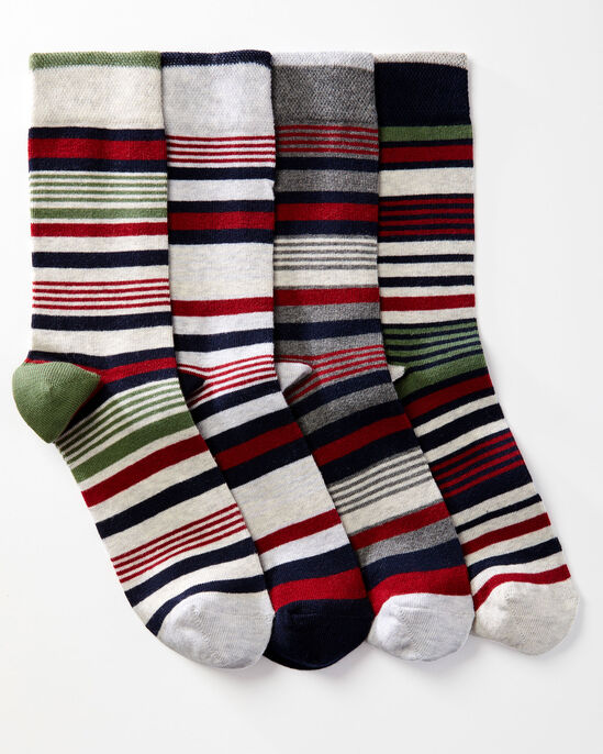 4 Pack Comfort Top Stripe Socks