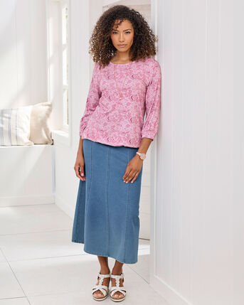Print Bubble Hem Top