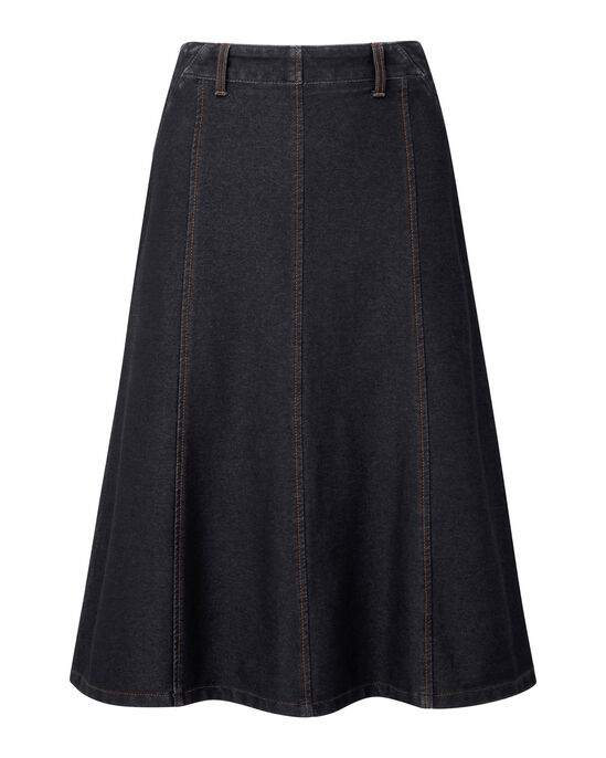 Delilah Pull-On Jersey Denim Midi Skirt