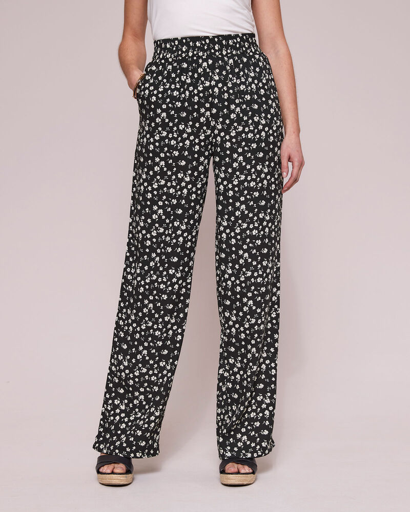Pull-On Print Wide-Leg Trousers at Cotton Traders