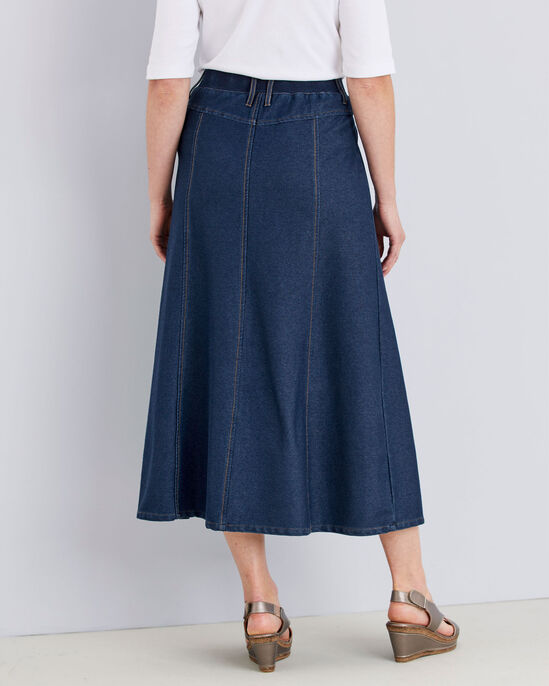  Jersey Denim Pull-On Maxi Skirt