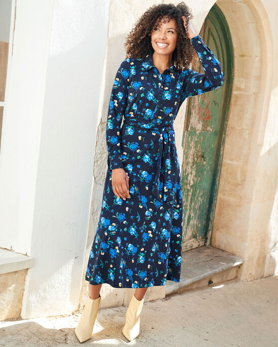 Print Jersey Midi Shirt Dress