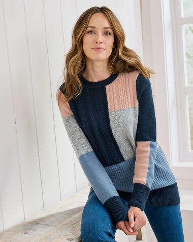 Patchwork Crew Neck Jumper