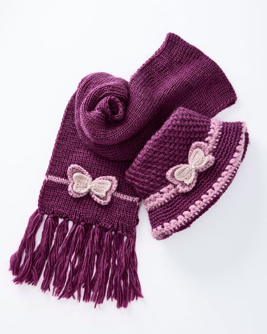 Knitted Butterfly Hat and Scarf Set