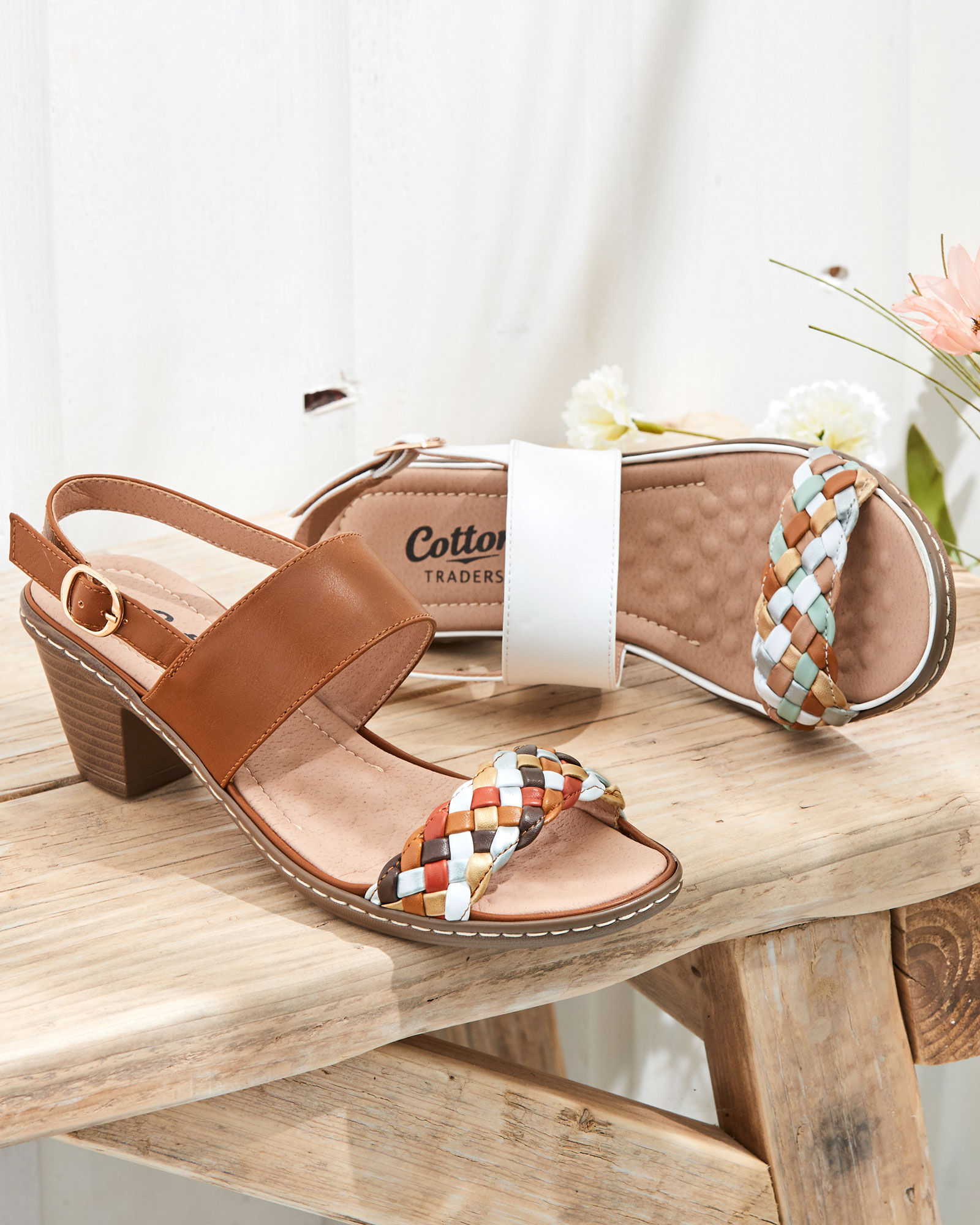 Plaited Front Heeled Sandals at Cotton Traders