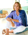 3/4 Sleeve V-Neck Printed Crinkle Top