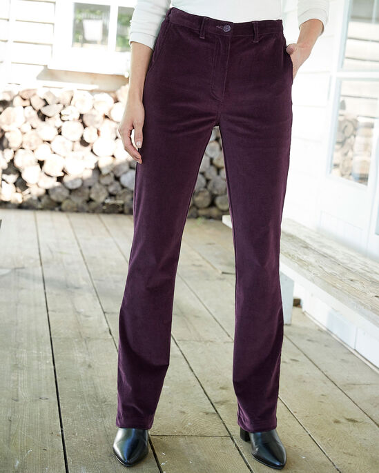 Adjustable Waist Straight-Leg Cord Trousers