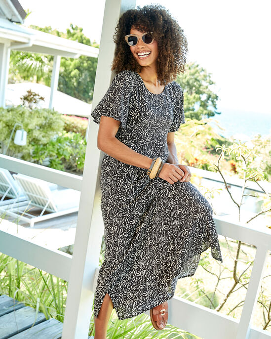 Printed Crinkle Maxi Dress
