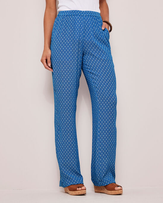 Pull-On Printed Crinkle Trousers