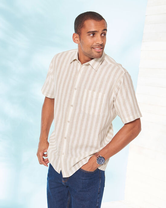 Short Sleeve Linen-Blend Shirt