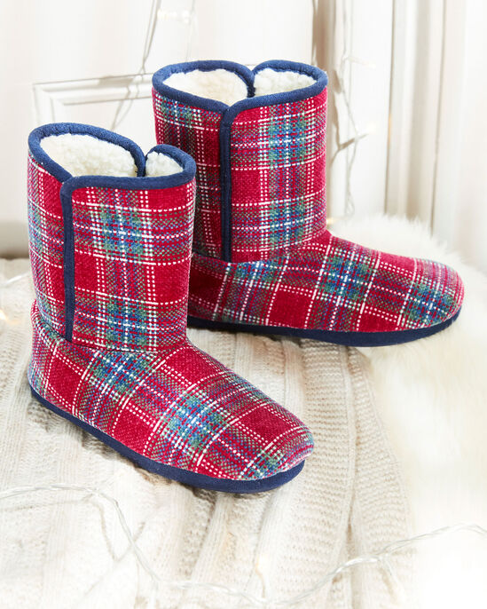 Chenille Check Slipper Boots