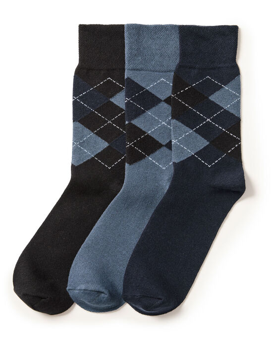 Pack of 3 Comfort Top Argyle Socks