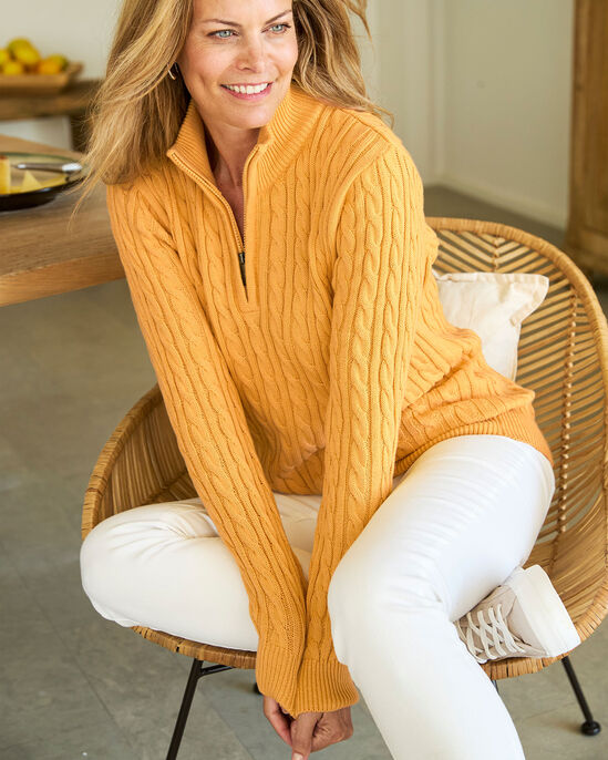 Cotton Cable Half Zip Jumper