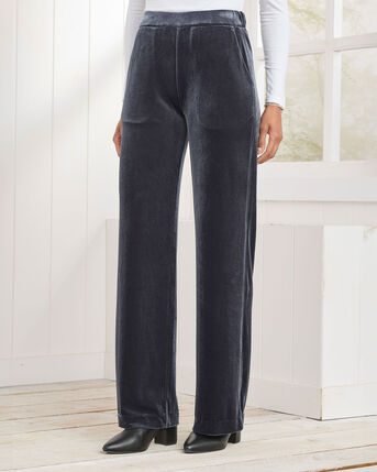 Pull-On Wide Leg Velour Trousers
