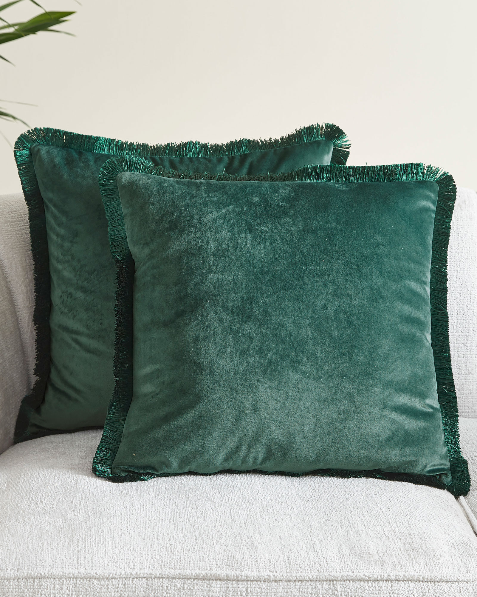 2 Pack Velvet Fringe Cushion Covers Red Orange