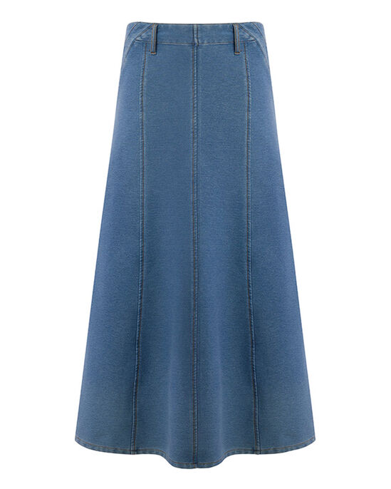 Delilah Pull-On Jersey Denim Long Skirt
