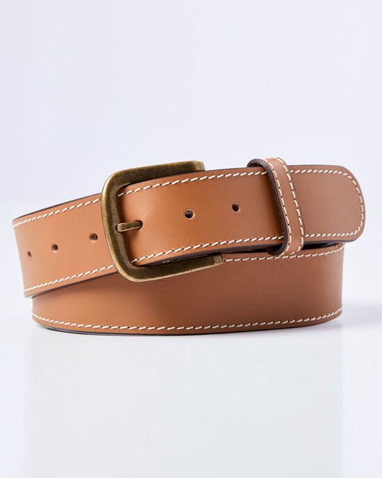 Stitch Detail Leather Jeans Belt