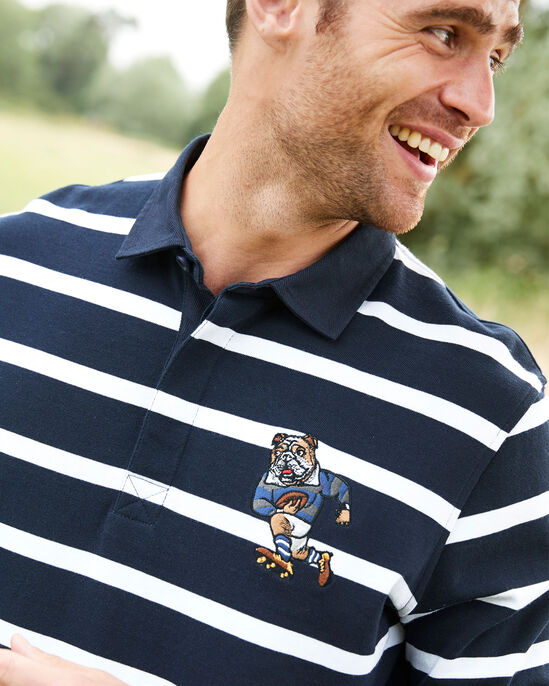 Long Sleeve Embroidered Stripe Rugby Shirt