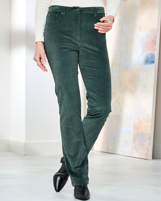 Stretch Cord Straight-Leg Jeans