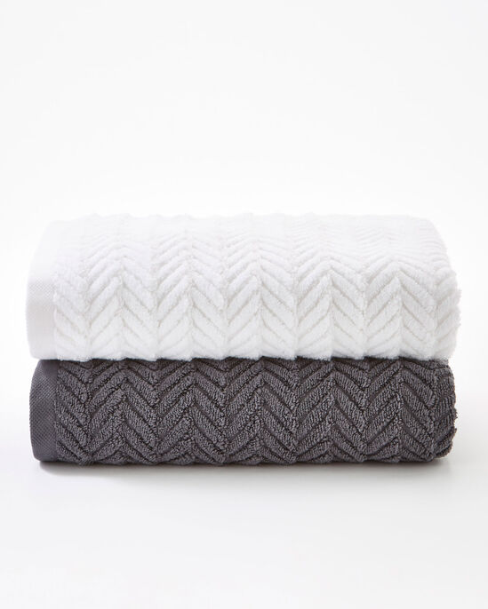 2 Pack Textured Herringbone Hand Towels