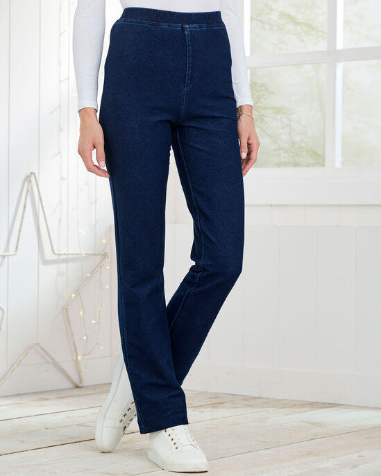 Jersey Denim Pull-On Trousers