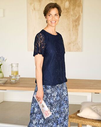 Stretch Lace Jersey Top