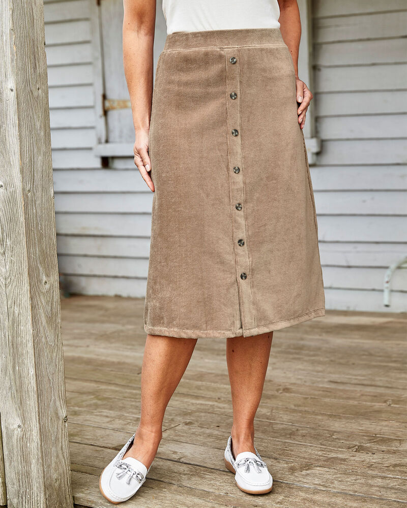 Jersey Pull-on Cord Skirt at Cotton Traders