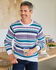 Stripe Cotton Cable Crew Neck Jumper