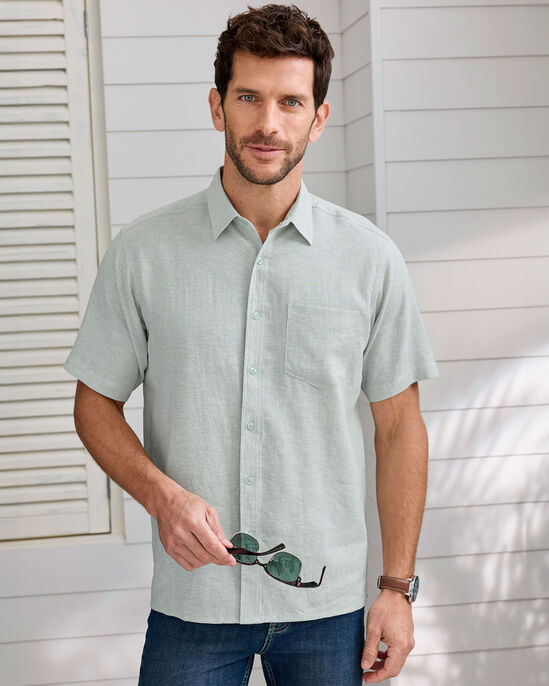 Short Sleeve Linen-Blend Shirt