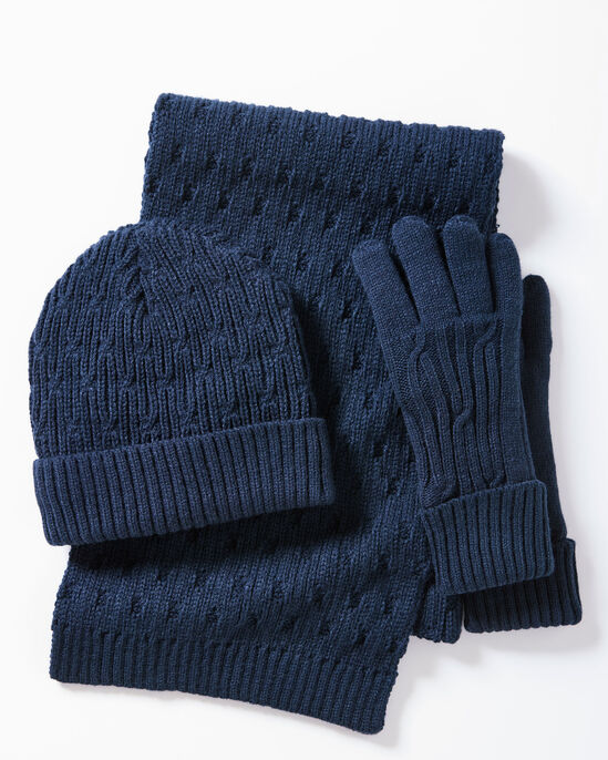 Cable Thinsulate Hat, Scarf and Glove Set