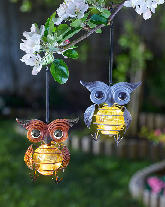 2 Pack Owl Hanging Solar Ornaments 