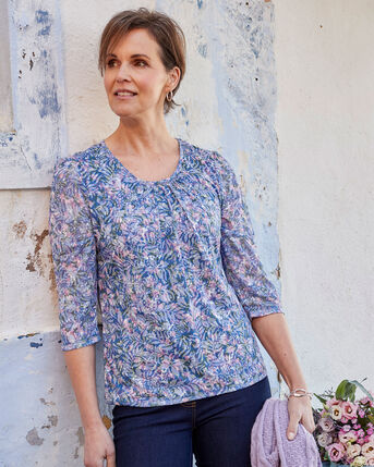 ¾ Sleeve Burnout Jersey Top 
