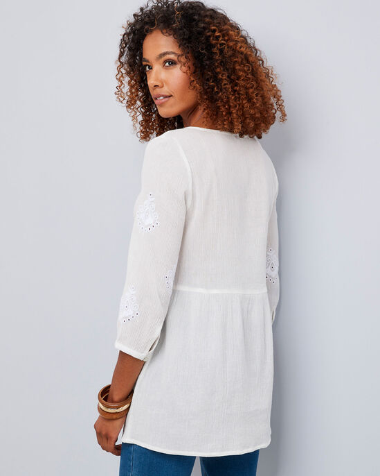Everly Embroidered Sleeve Crinkle Tunic
