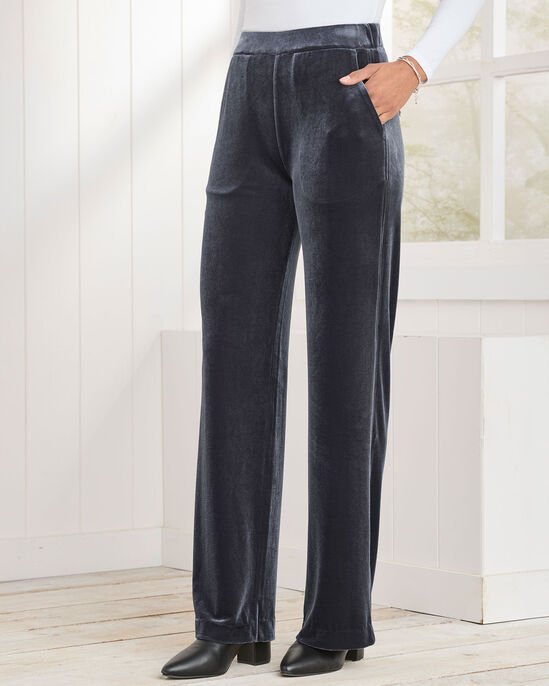 Pull-On Wide Leg Velour Trousers