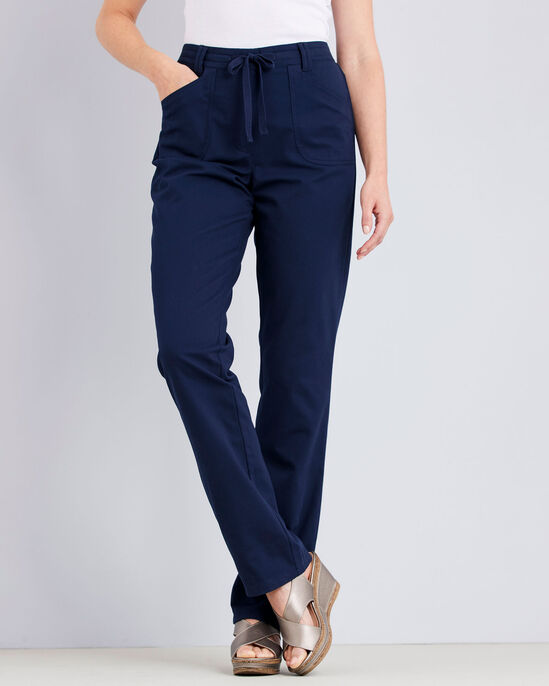 Wrinkle Free Pull-On Straight-Leg Trousers