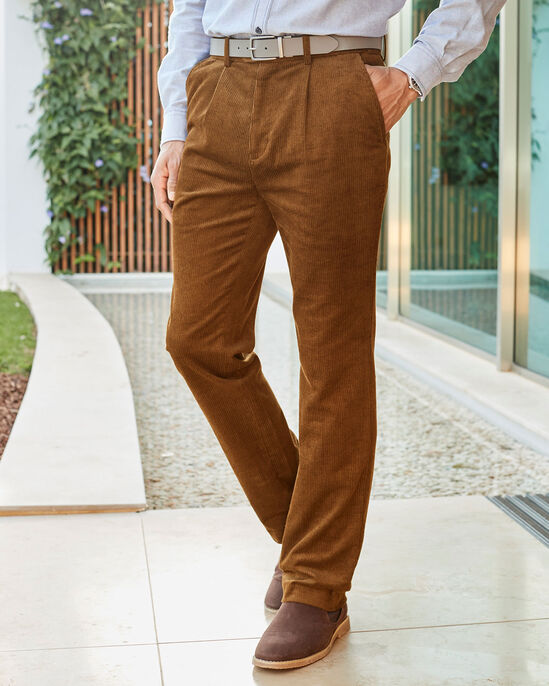 Pleat Front Cord Trousers