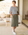 Scalloped Pocket Twill Knee-Length Skirt