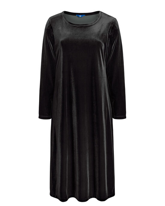 Now and Forever Velour Midi Dress - Black