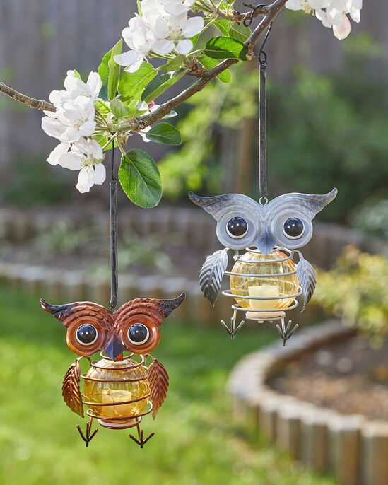 2 Pack Owl Hanging Solar Ornaments 