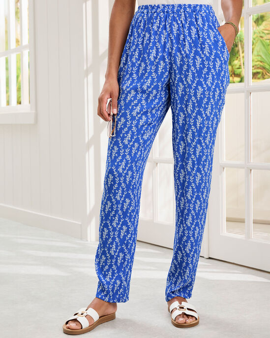 Printed Crinkle Tapered-Leg Trousers