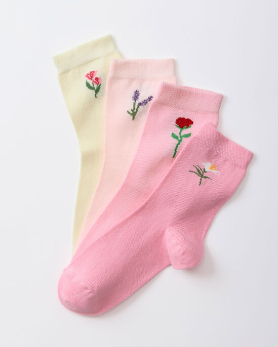4 Pack Comfort Top Flower Socks