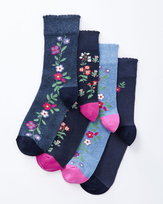 4 Pack Comfort Top Scallop Socks