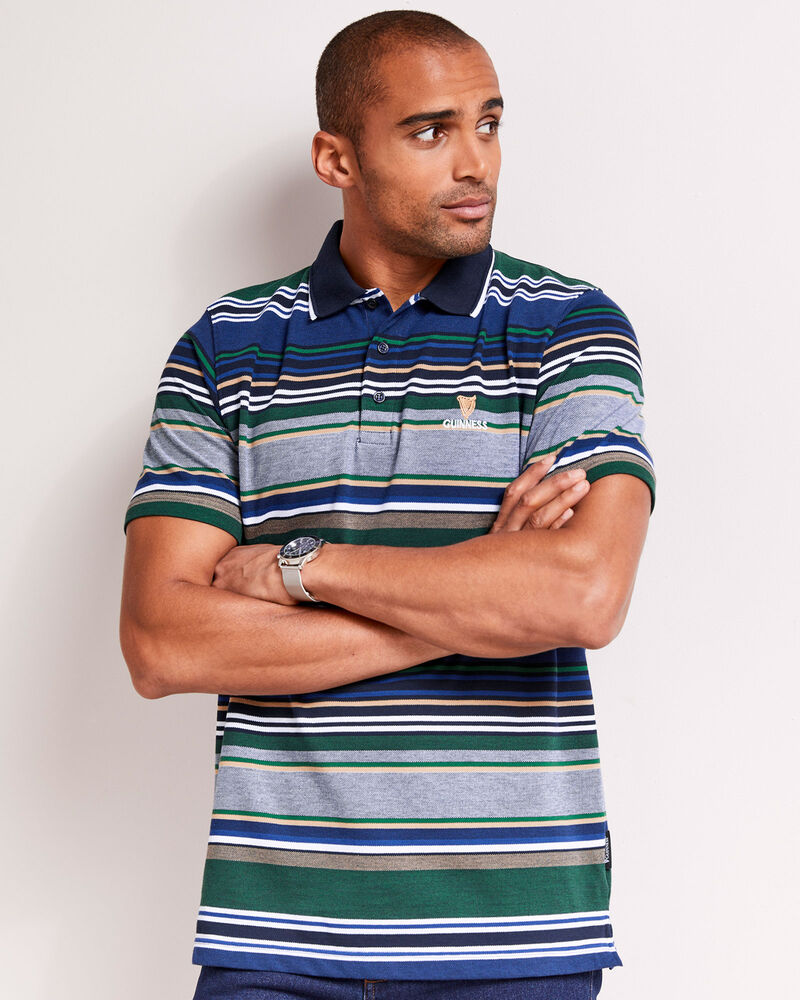 Guinness™ Short Sleeve Variated Stripe Polo Shirt at Cotton Traders