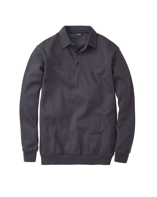 Collared Button Placket Sweatshirt