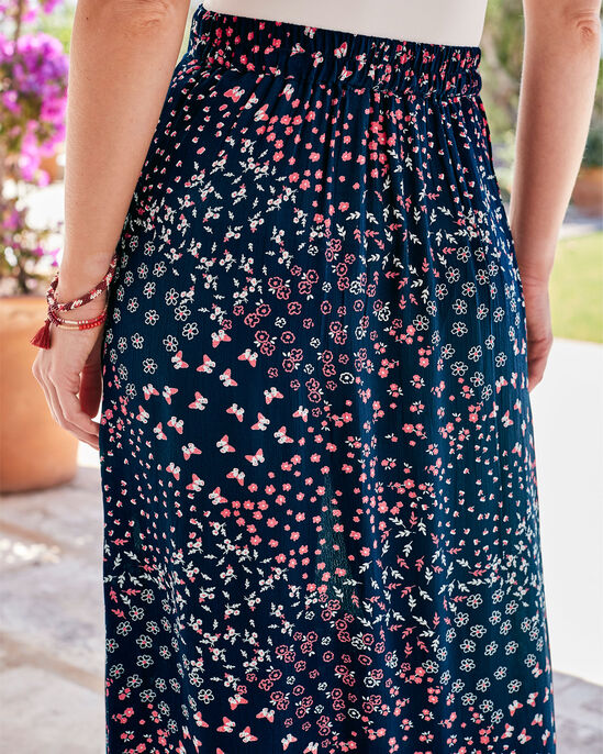 Printed Button Maxi Skirt