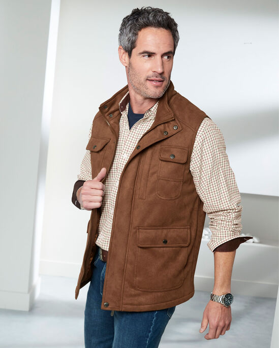 Faux Suede Multi-Pocket Gilet