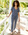Short Sleeve Tie-Front Print Crinkle Top